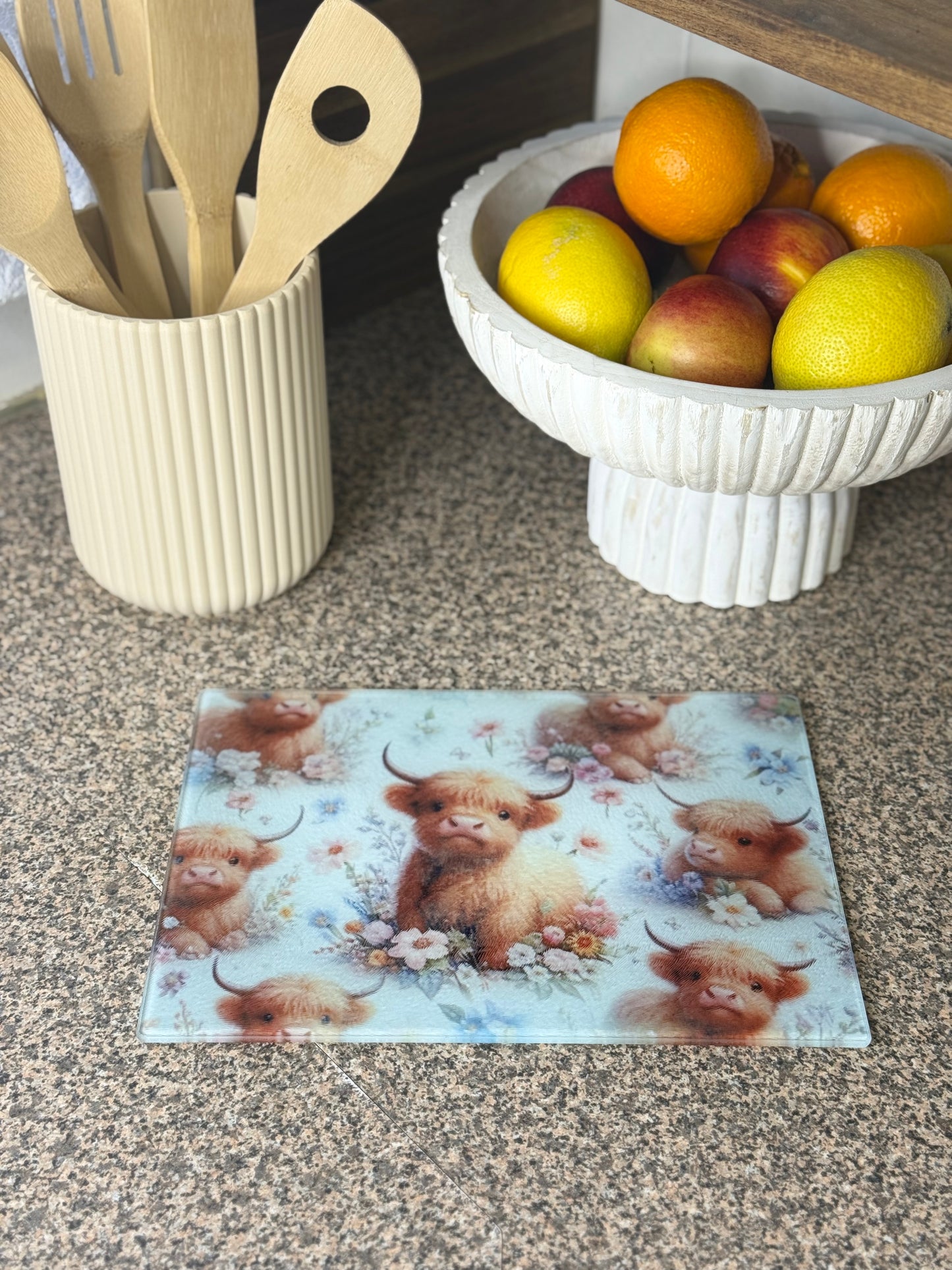 Glass Chopping Board Cow