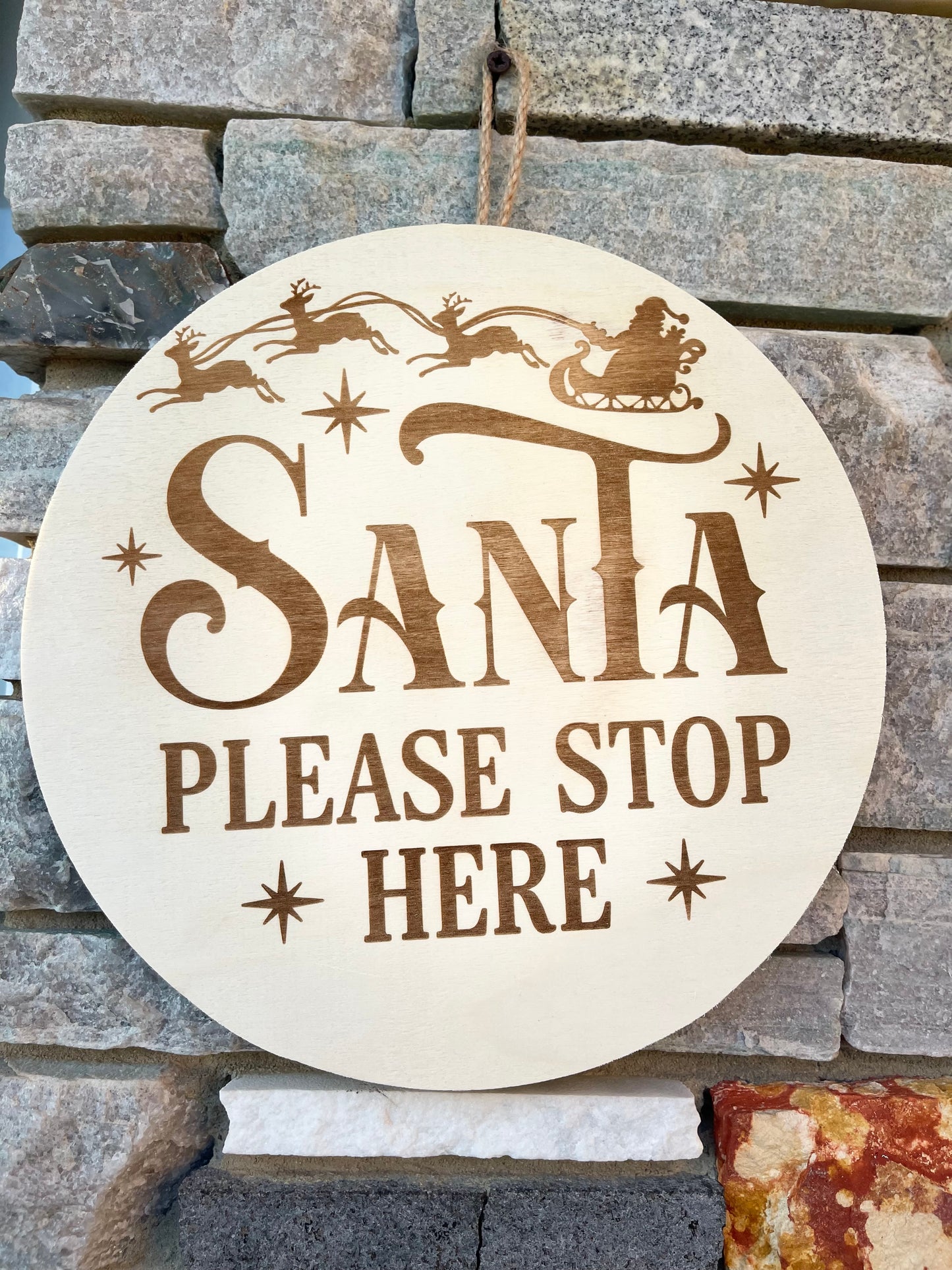 Santa stop here sign
