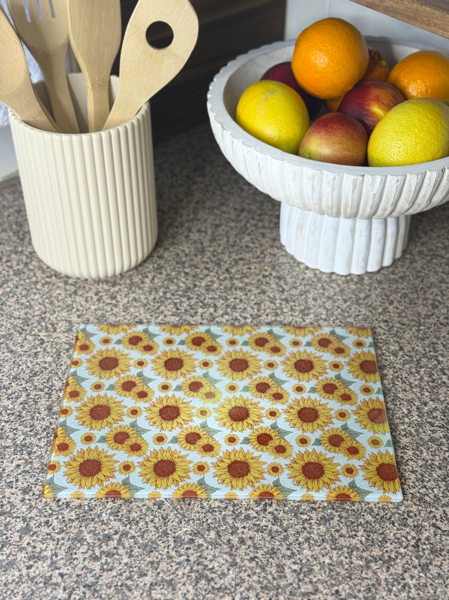 Glass Chopping Board Sunflower