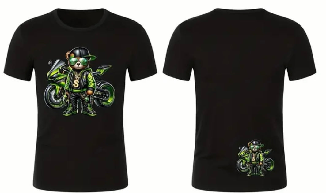 Gangster bear motorbike
