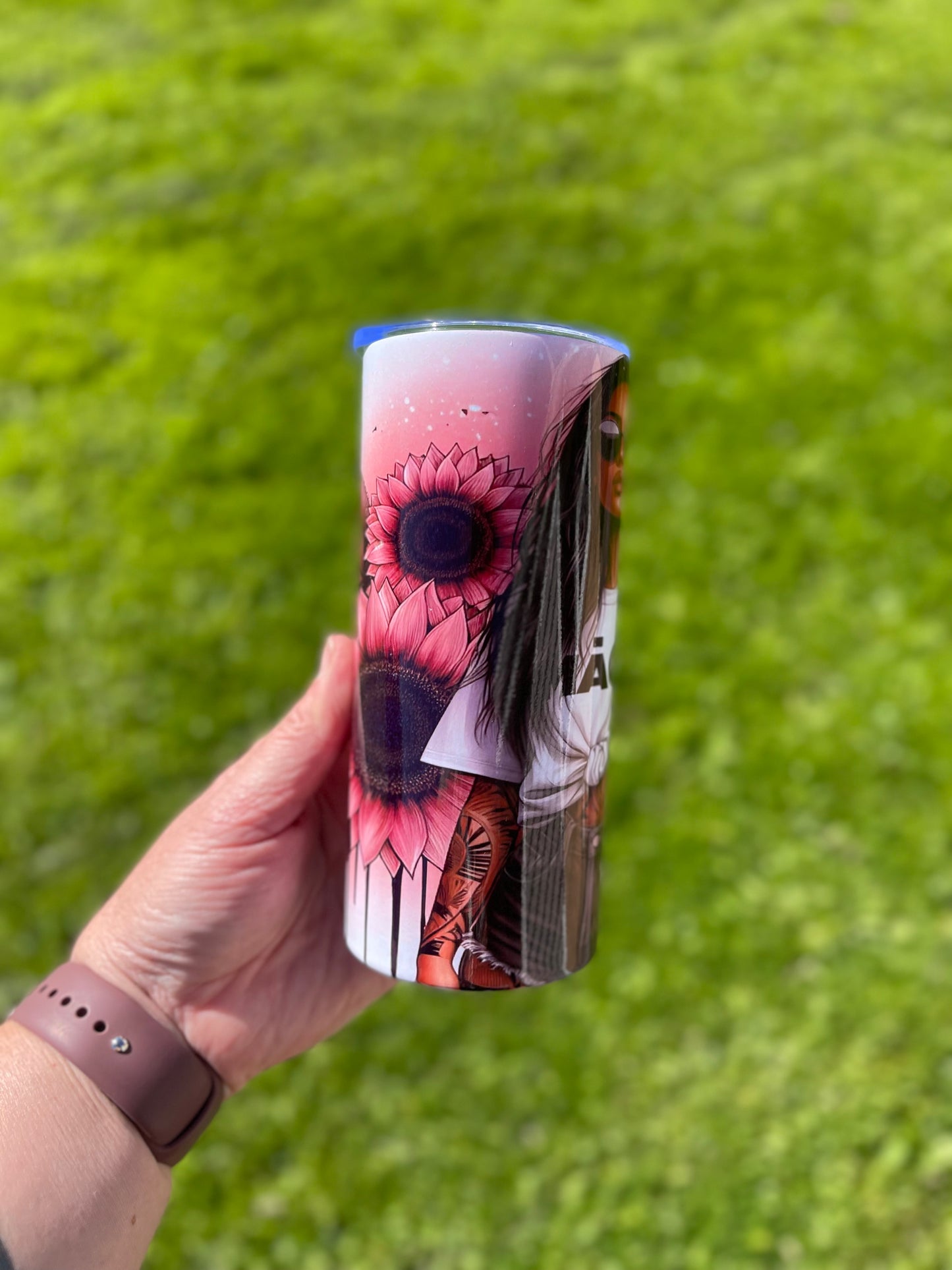 Maori Girl sunflower 20oz tumbler