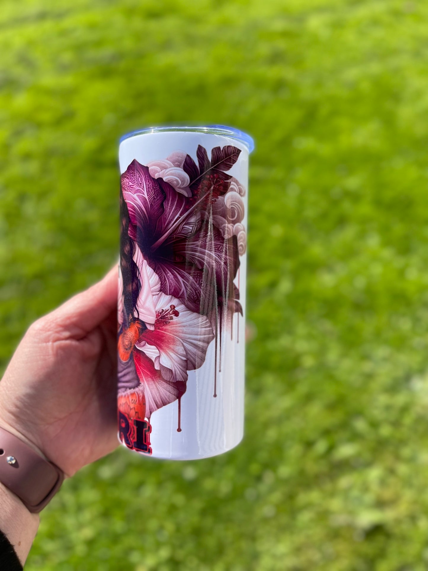Maori Girl hibiscus flower 20oz tumbler
