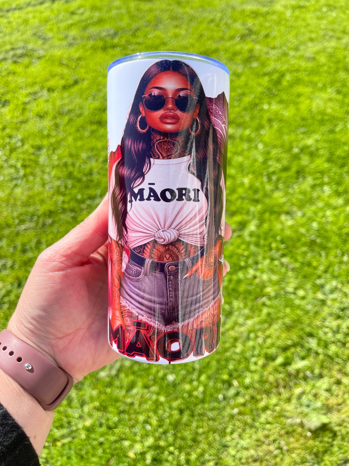 Maori Girl hibiscus flower 20oz tumbler