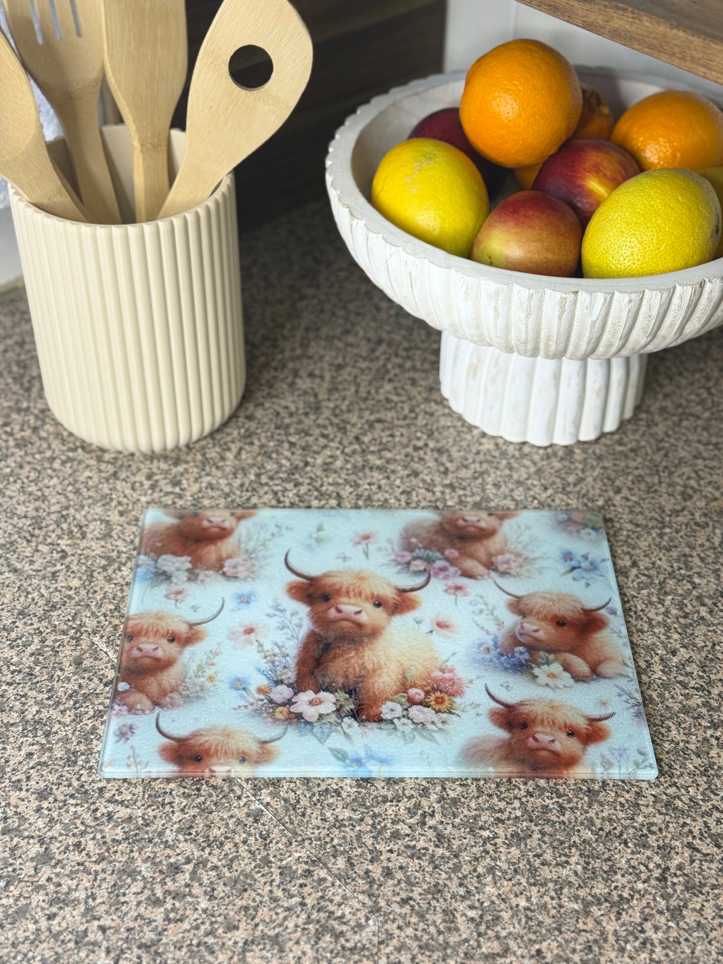 Glass Chopping Board Cow