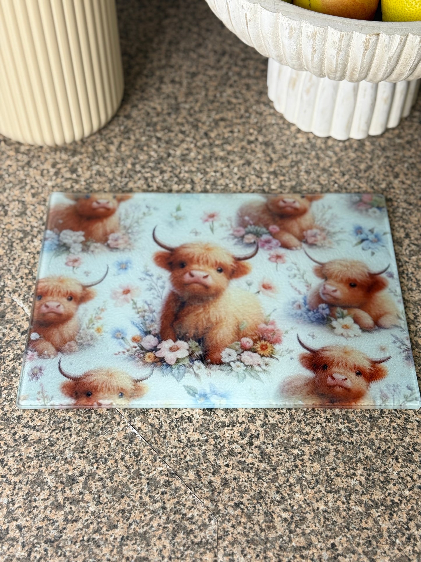 Glass Chopping Board Cow