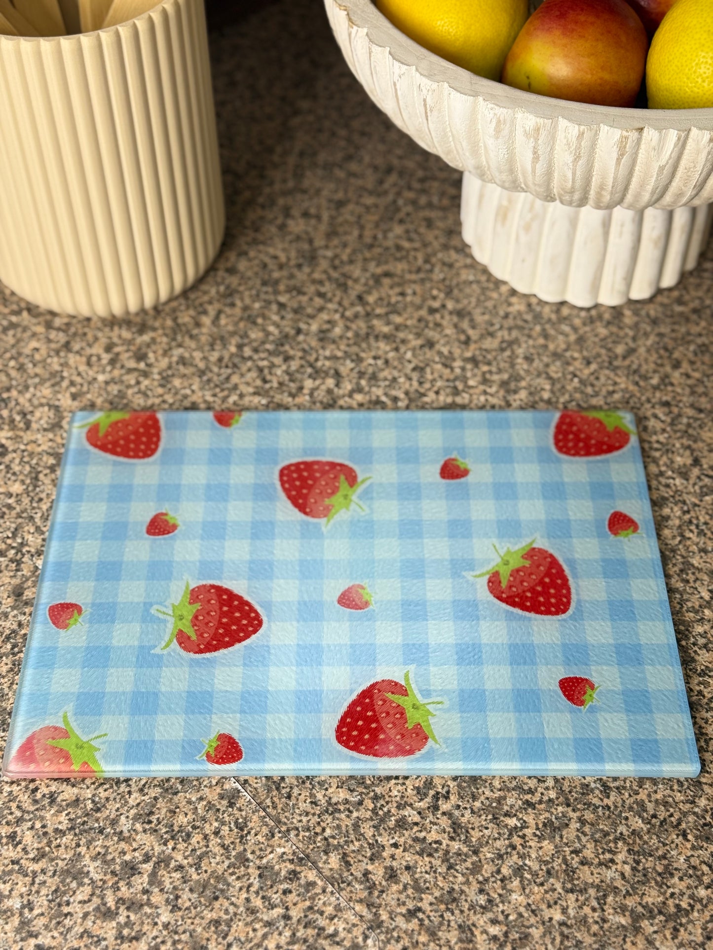 Glass Chopping Board Strawberry