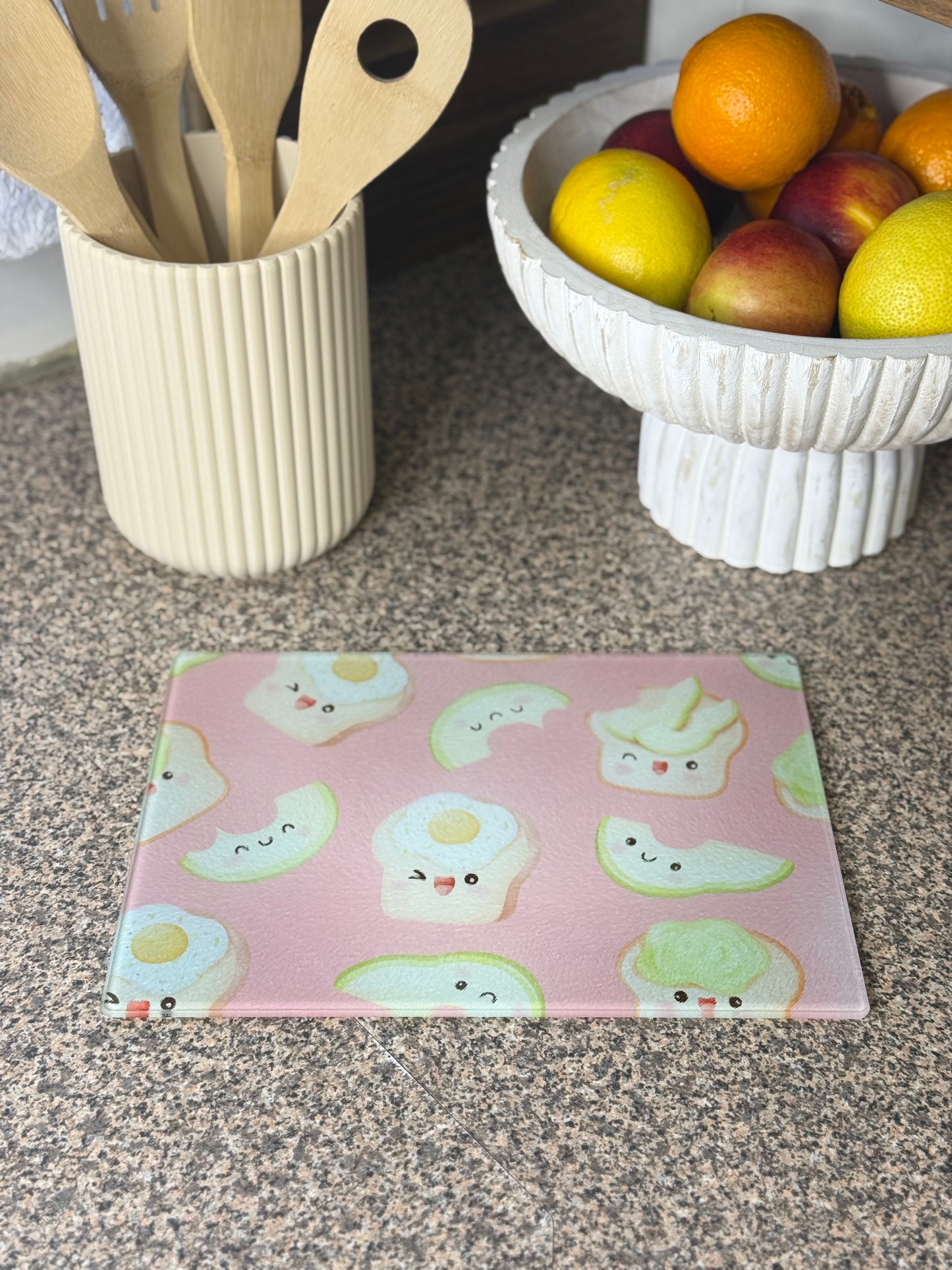 Glass Chopping Board Avo & Egg