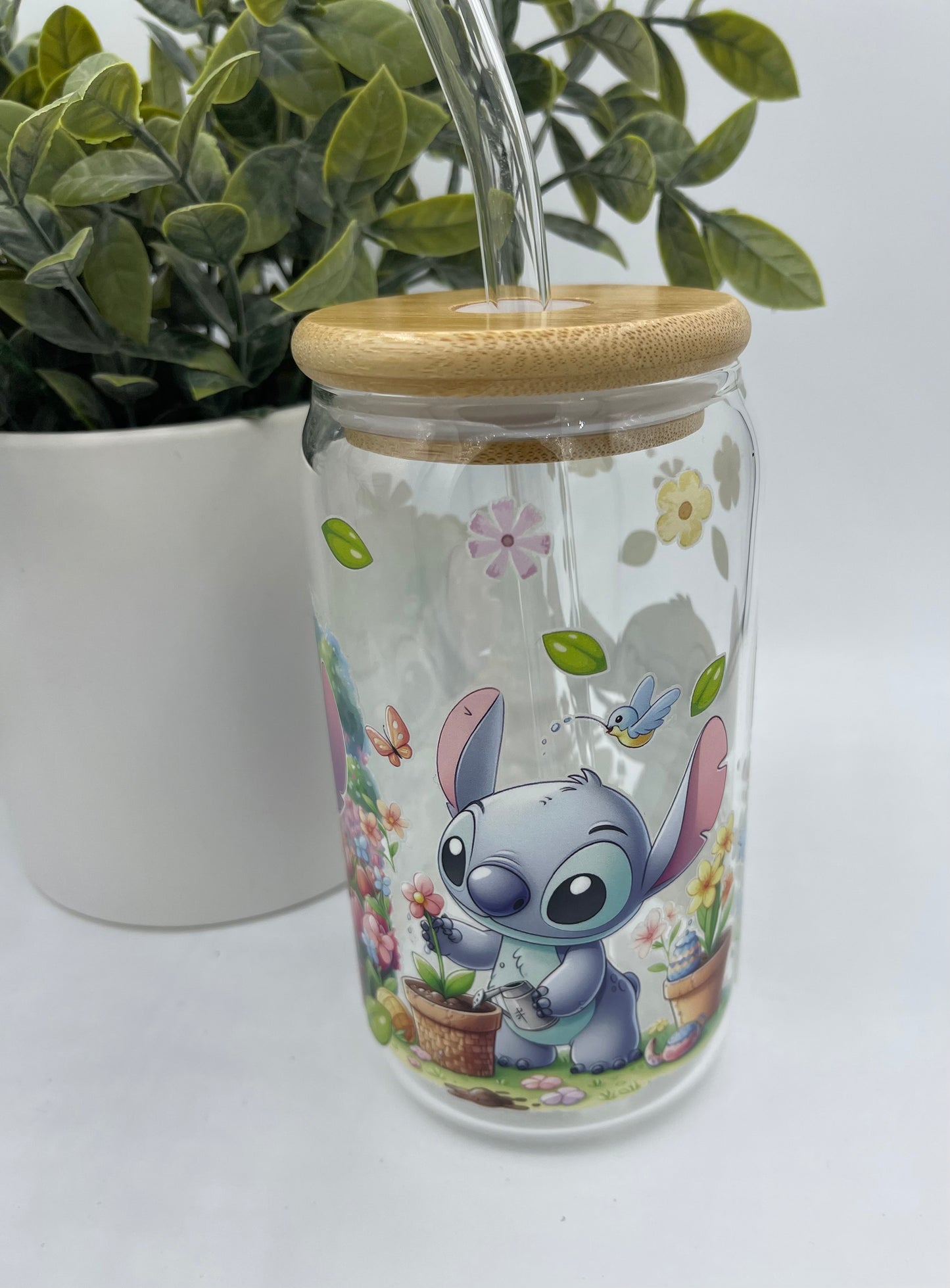 Stitch in garden glass cup