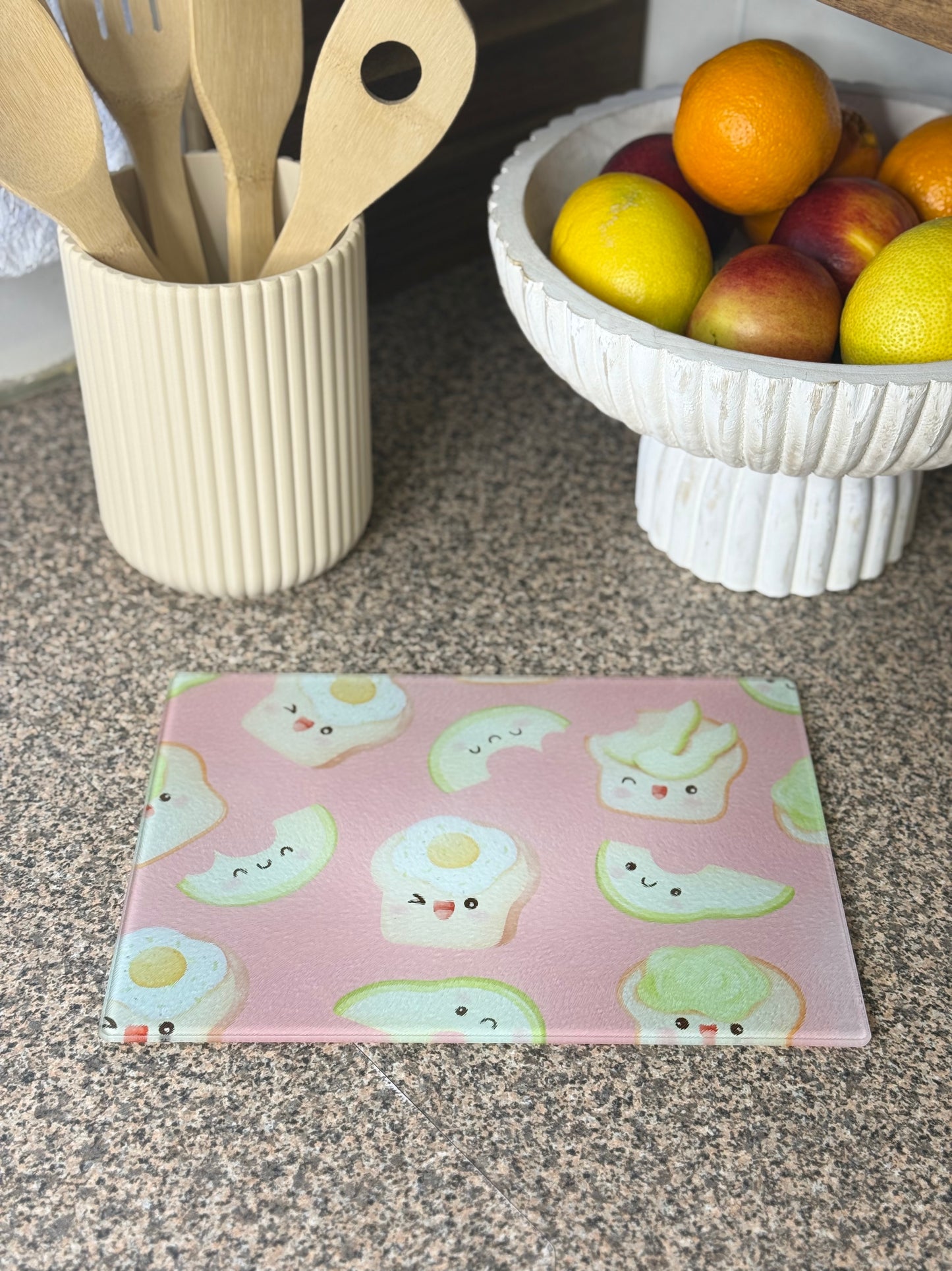 Glass Chopping Board Avo & Egg