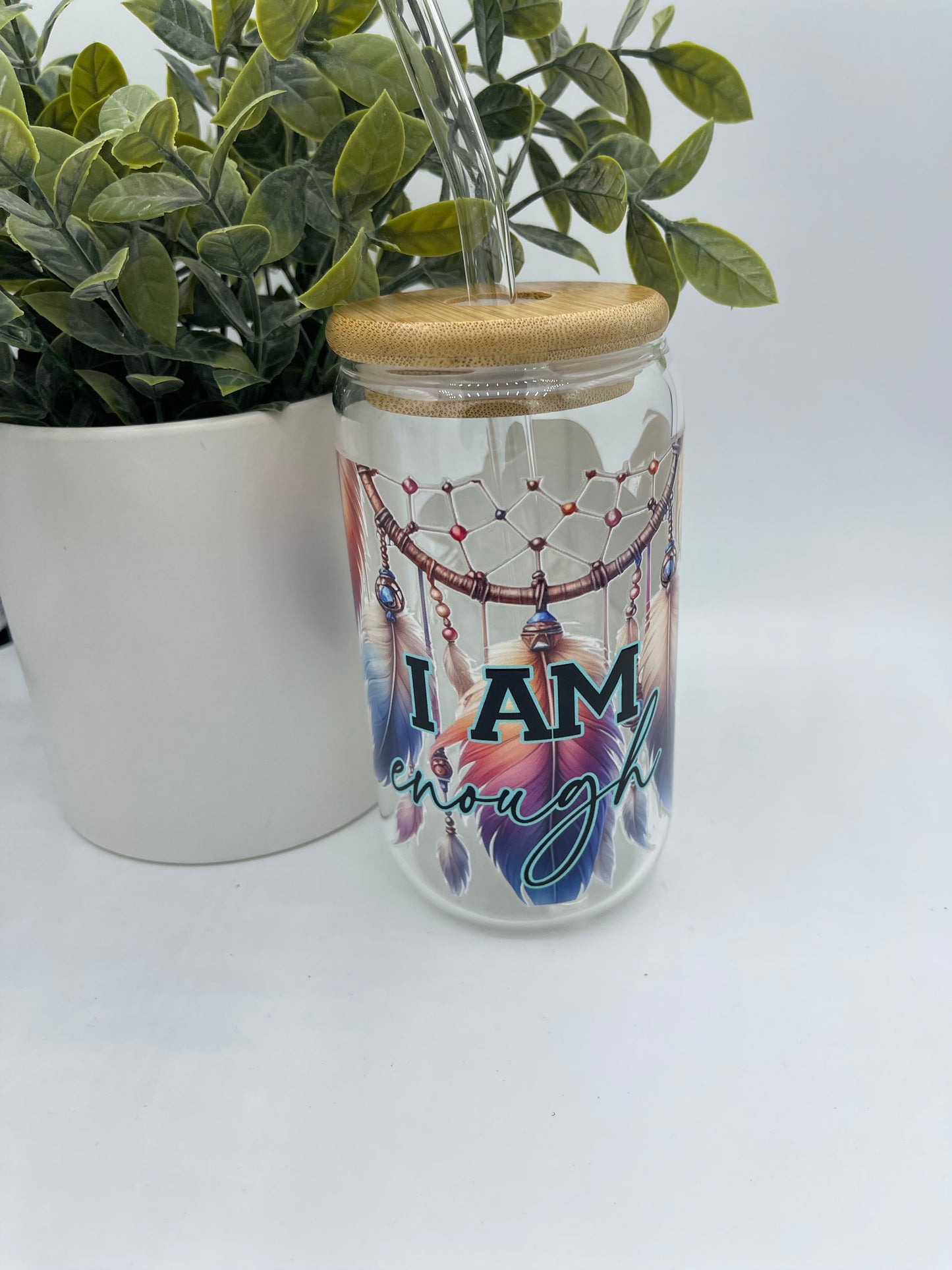 I am enough glass cup