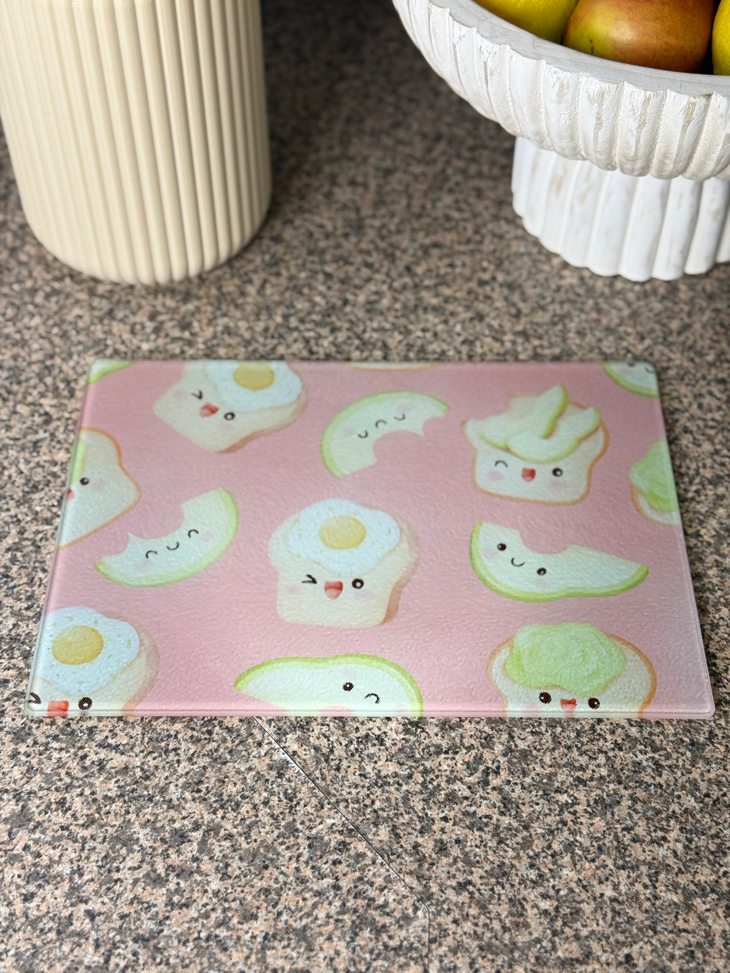 Glass Chopping Board Avo & Egg