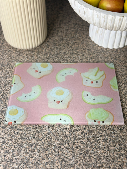 Glass Chopping Board Avo & Egg