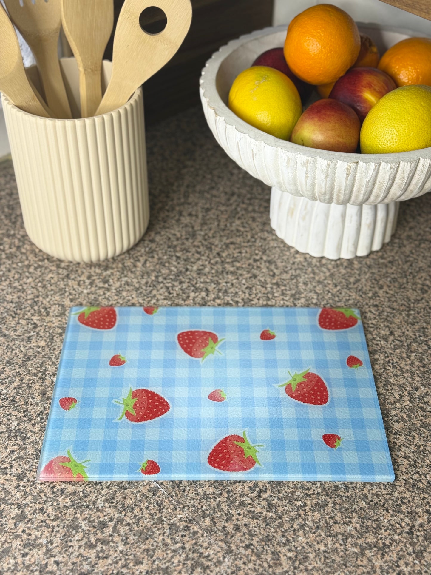 Glass Chopping Board Strawberry