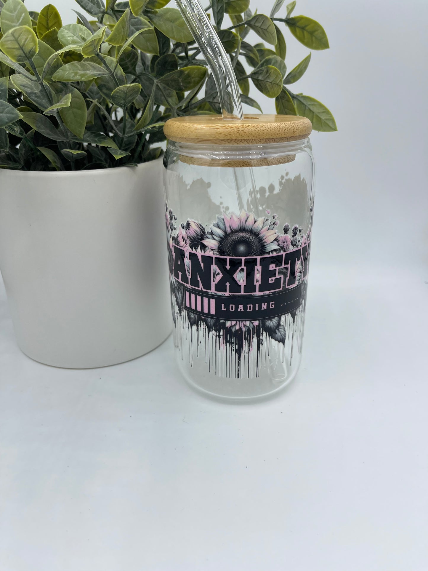 Pink Anxiety loading Glass cup