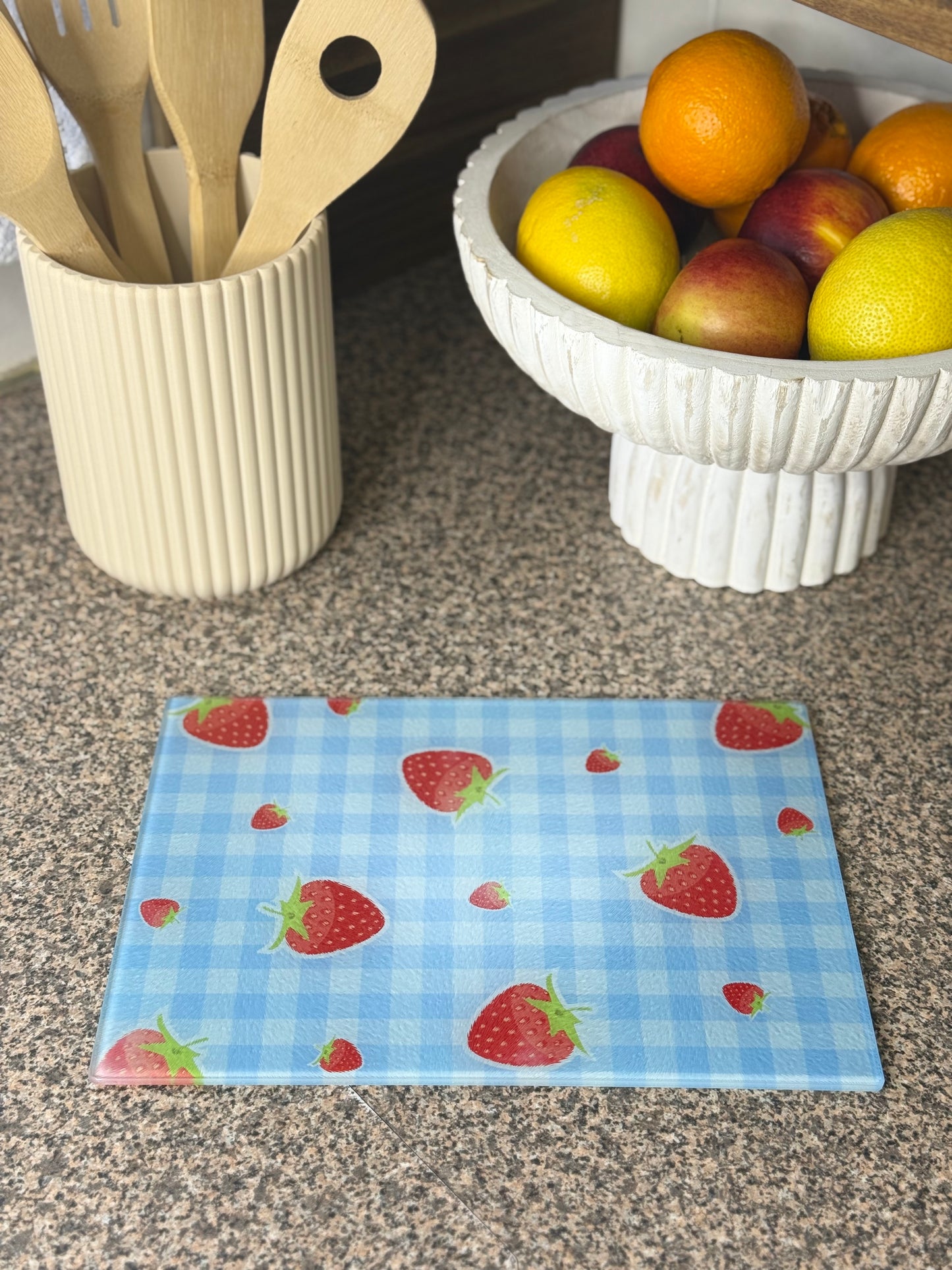 Glass Chopping Board Strawberry