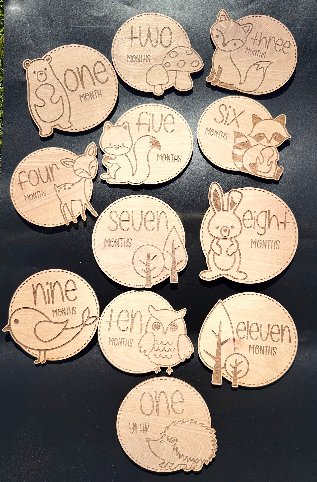 Baby milestone cards Forest animals