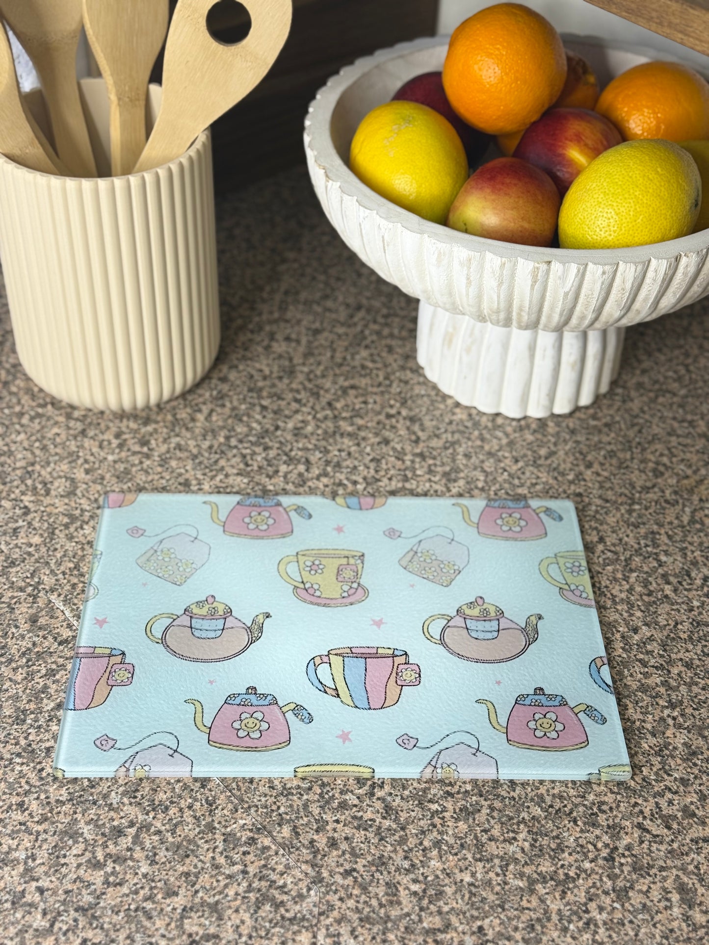 Glass Chopping board teapot
