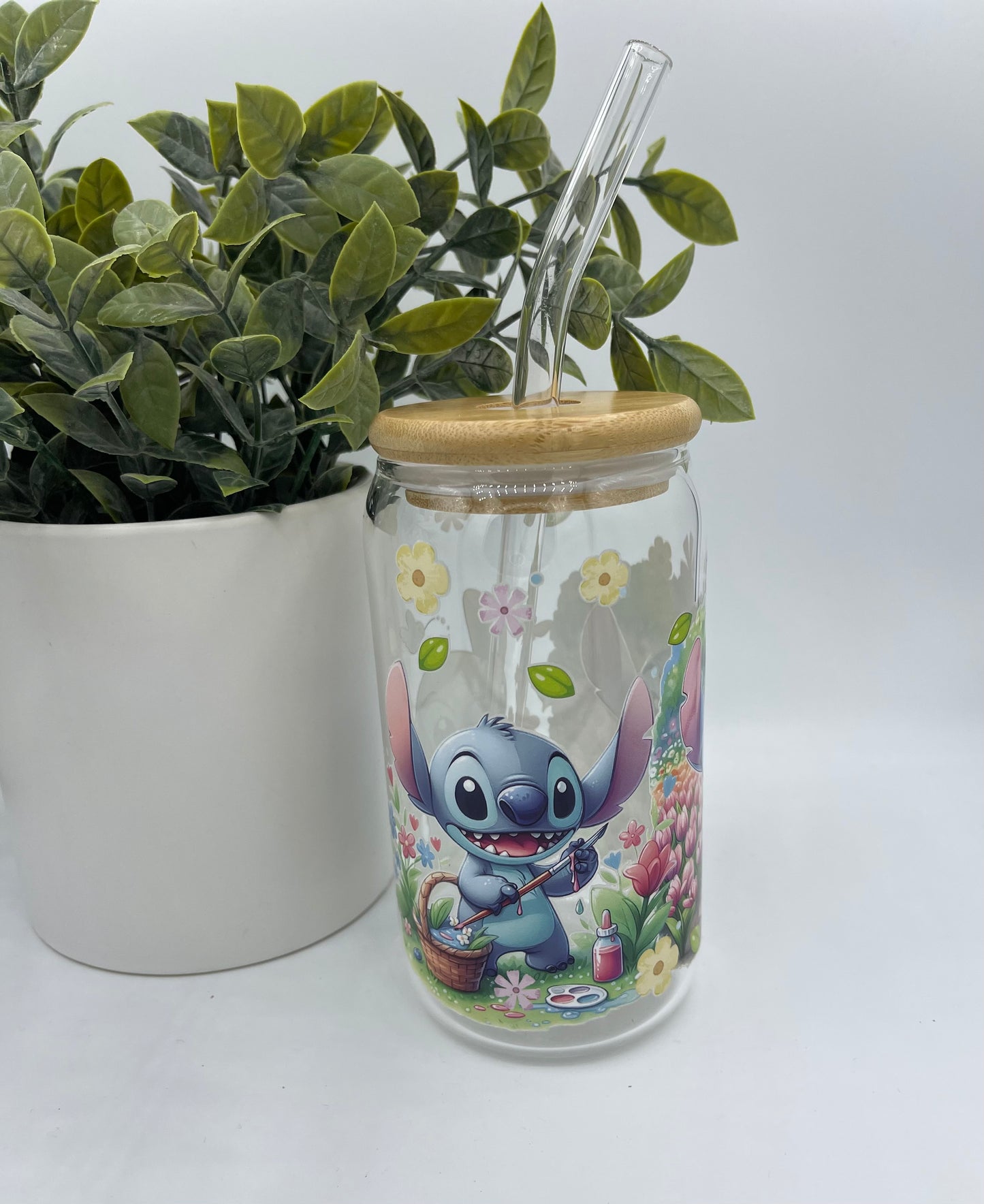 Stitch in garden glass cup