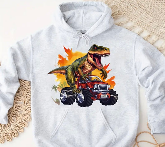 Dinosaur monster truck hoodie