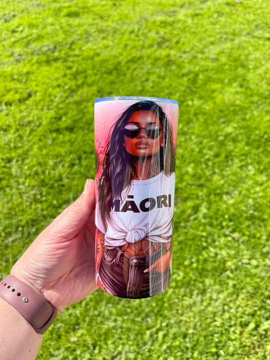 Maori Girl sunflower 20oz tumbler