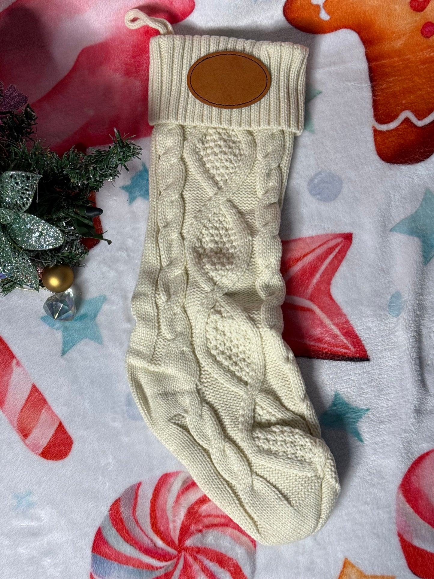White knitted stocking