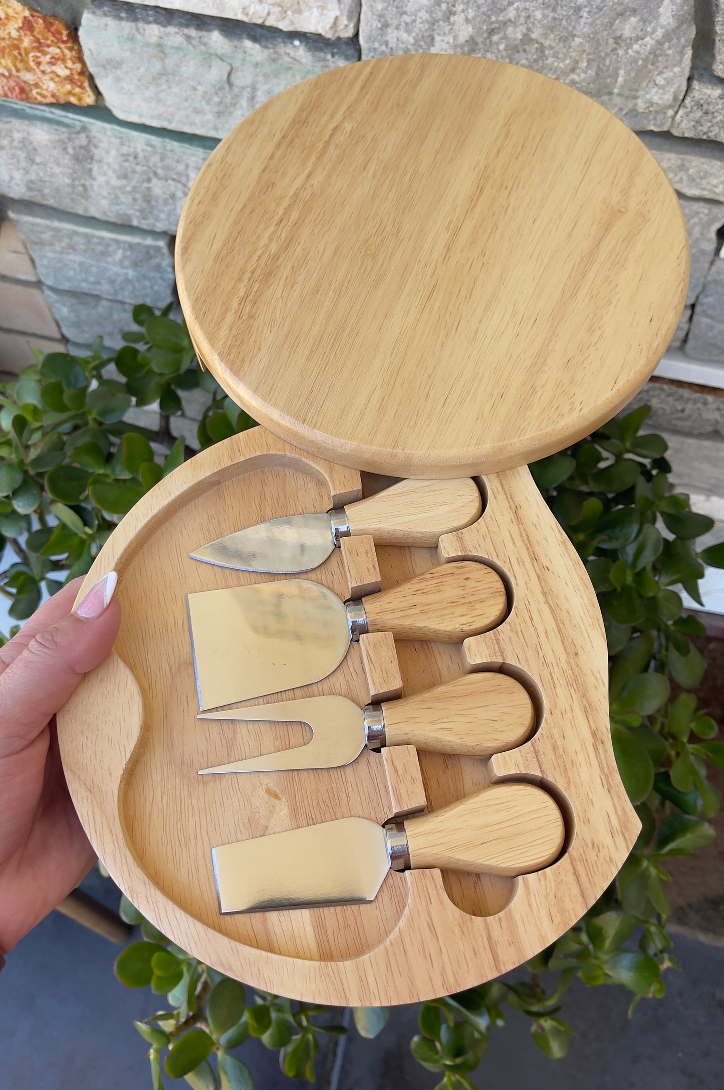 5 Piece Wooden Cheese Board set